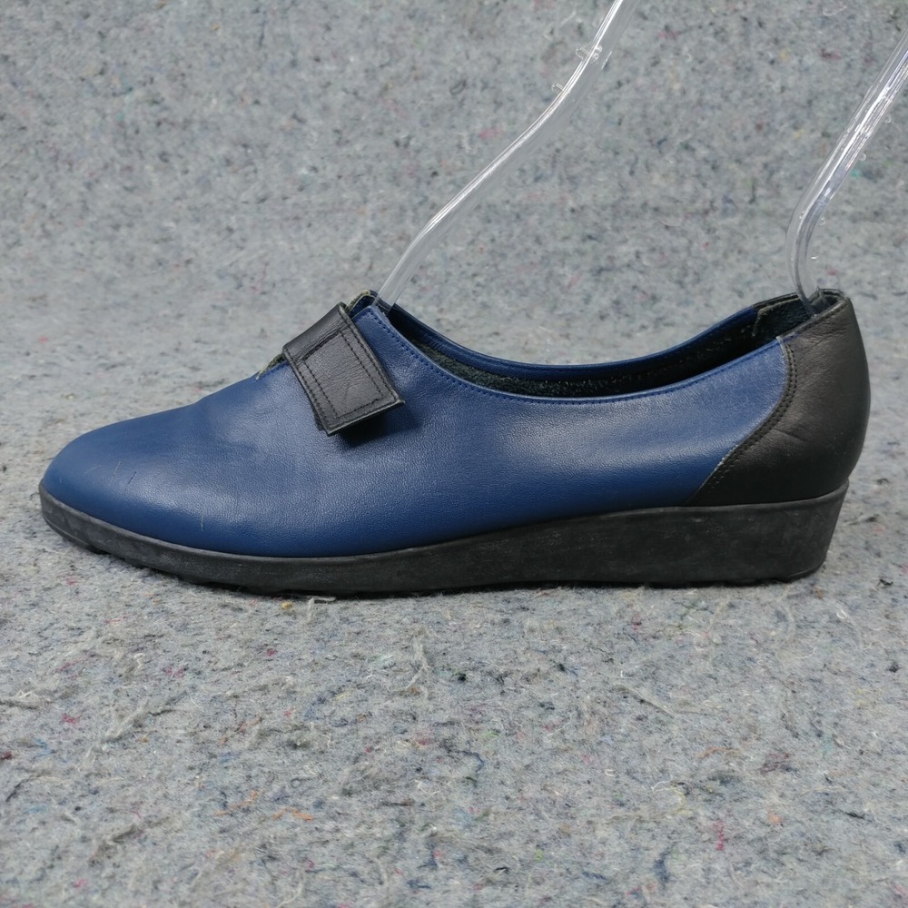 Seducta Loafers Womens 8 Blue Leather Made in France Grip Strap Shoes 9244